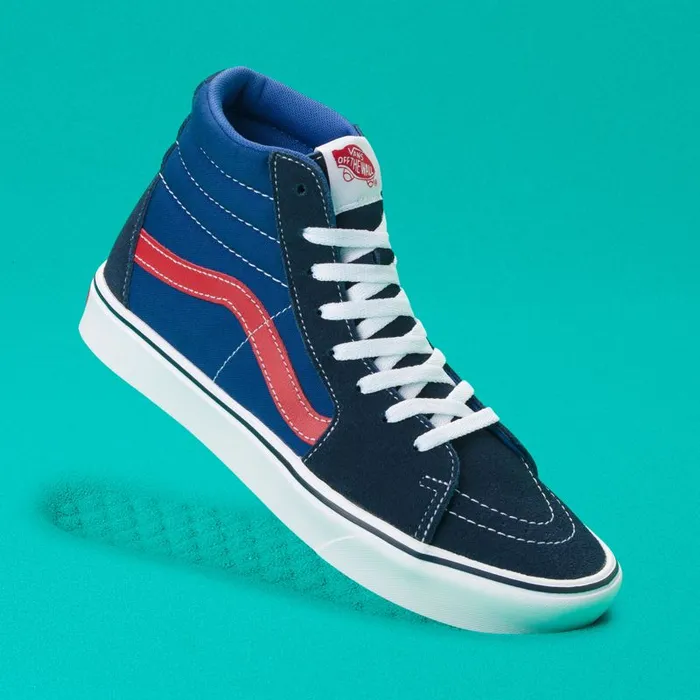 Vans Classics Shoes MensWomens TriTone ComfyCush Sk8Hi Dress BluesBlueRed