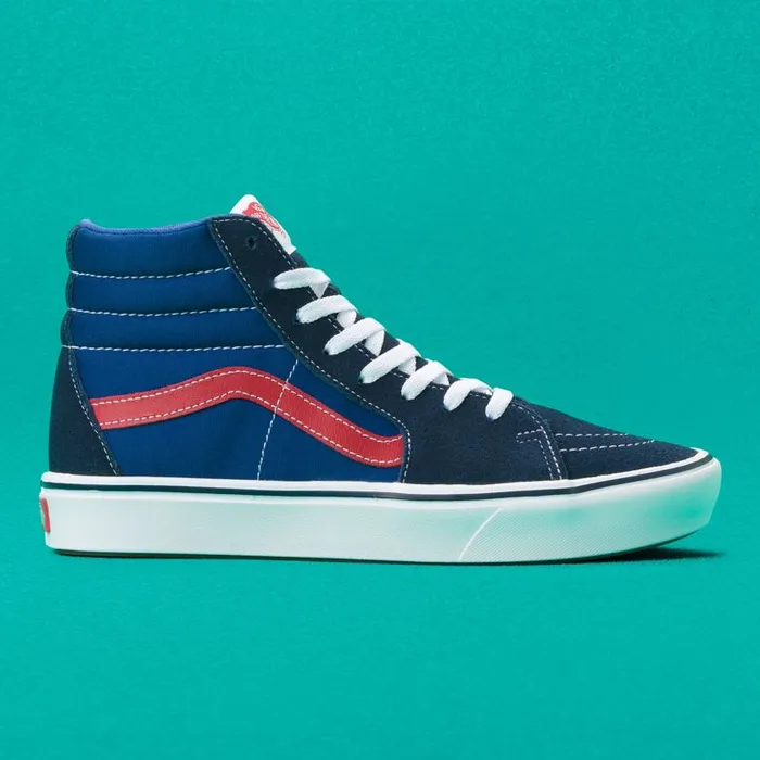Vans Classics Shoes MensWomens TriTone ComfyCush Sk8Hi Dress BluesBlueRed Vans Classics Shoes MensWomens TriTone ComfyCush Sk8Hi Dress BluesBlueRed