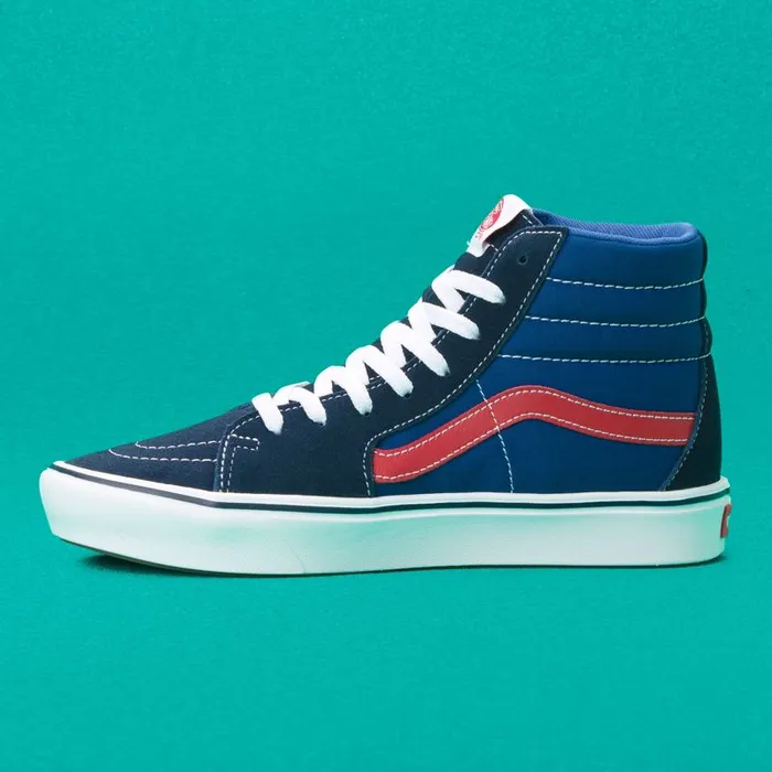 Vans Classics Shoes MensWomens TriTone ComfyCush Sk8Hi Dress BluesBlueRed Vans Classics Shoes MensWomens TriTone ComfyCush Sk8Hi Dress BluesBlueRed