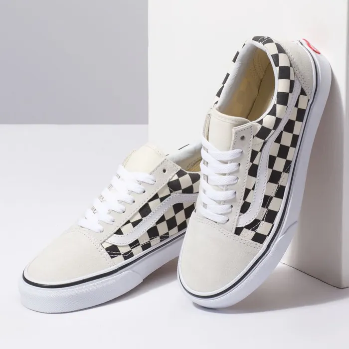 Vans Classics Shoes Womens Checkerboard Old Skool WhiteBlack Vans Classics Shoes Womens Checkerboard Old Skool WhiteBlack