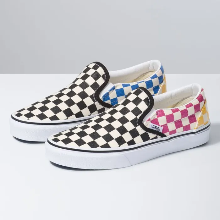 Vans Classics Shoes Womens Glitter Check Classic SlipOn MultiTrue White