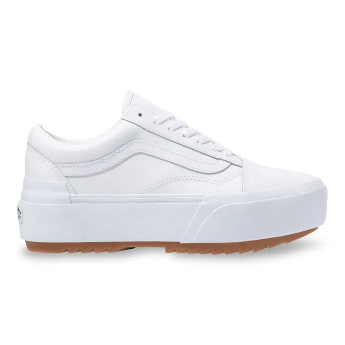 Vans Classics Shoes Womens Leather Old Skool Stacked True WhiteTrue White Vans Classics Shoes Womens Leather Old Skool Stacked True WhiteTrue White