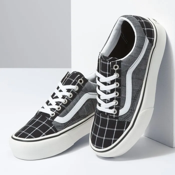 Vans Classics Shoes Womens Woven Check Old Skool Platform MultiBlanc De Blanc Vans Classics Shoes Womens Woven Check Old Skool Platform MultiBlanc De Blanc