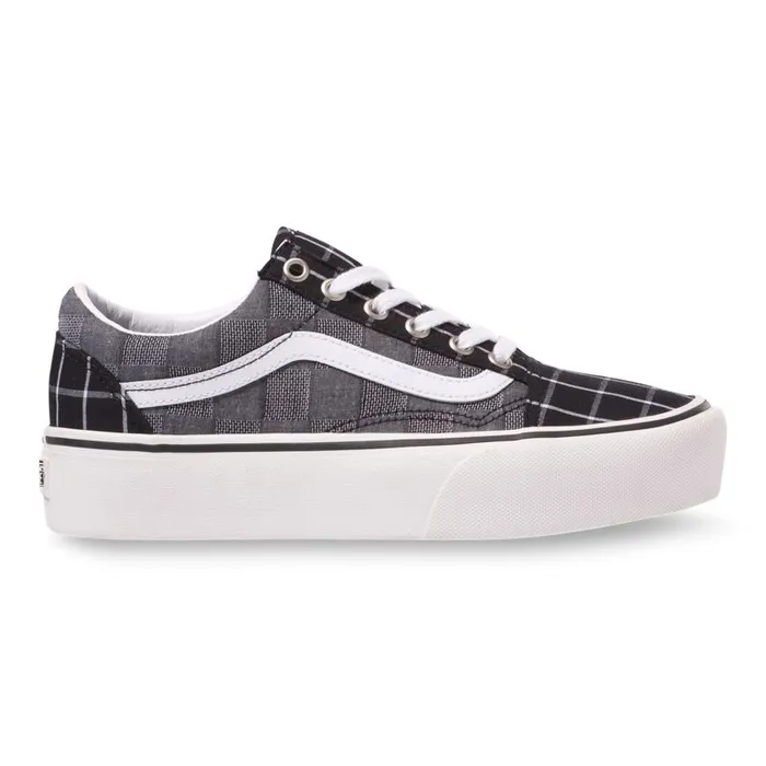 Vans Classics Shoes Womens Woven Check Old Skool Platform MultiBlanc De Blanc Vans Classics Shoes Womens Woven Check Old Skool Platform MultiBlanc De Blanc