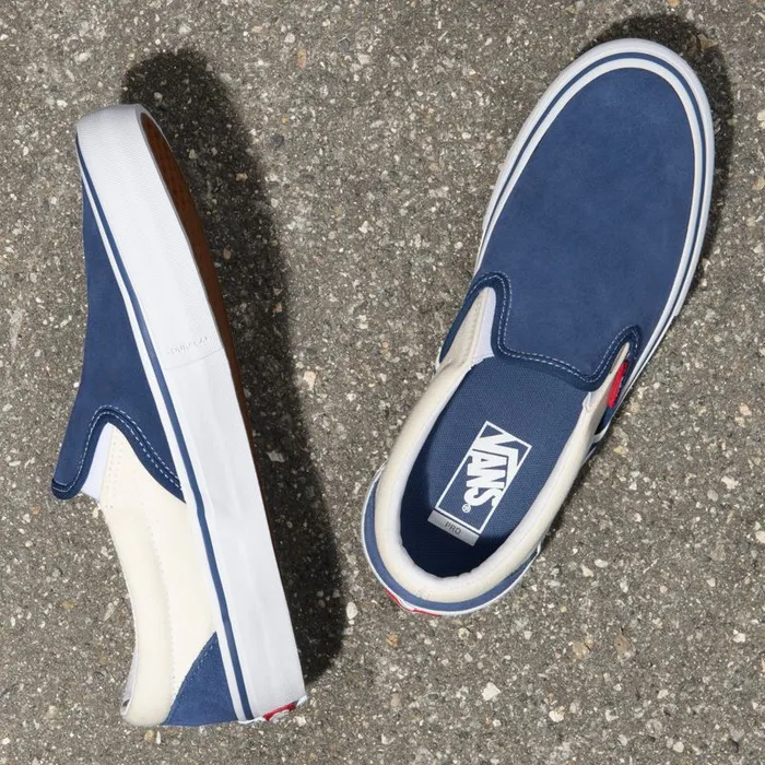 Vans Pro Skate MensWomens SlipOn Pro Sty NavyClassic White Vans Pro Skate MensWomens SlipOn Pro Sty NavyClassic White
