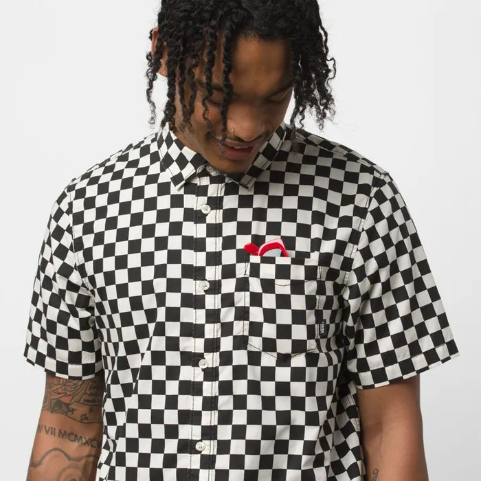 Vans Shirts and Flannels Mens Cypress Checker Buttondown Shirt BlackWhitecaps