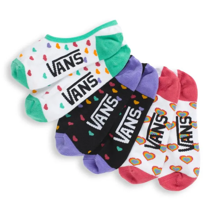 Vans Socks Womens Rainbow Hearts Canoodle 3 Pack Multi