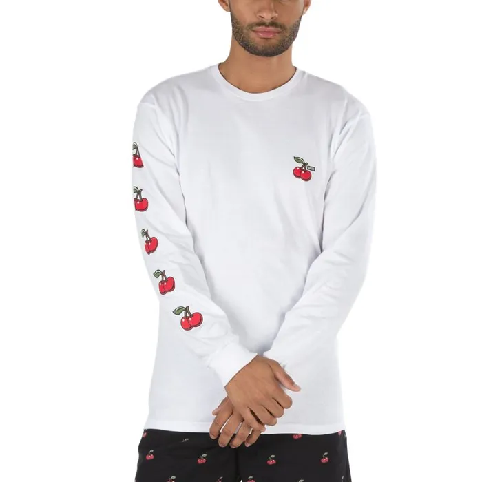 Vans TShirts and Tanks Mens Cherries Long Sleeve TShirt White Vans TShirts and Tanks Mens Cherries Long Sleeve TShirt White
