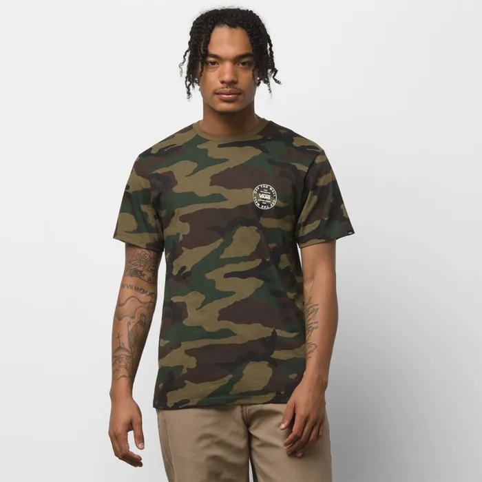 Vans TShirts and Tanks Mens Old Skool Circle Logo TShirt Camo Vans TShirts and Tanks Mens Old Skool Circle Logo TShirt Camo