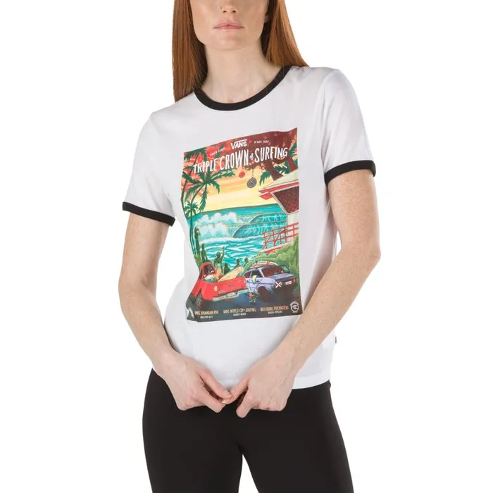 Vans TShirts and Tanks Womens 2020 VTCS Poster Ringer Tee WhiteBlack