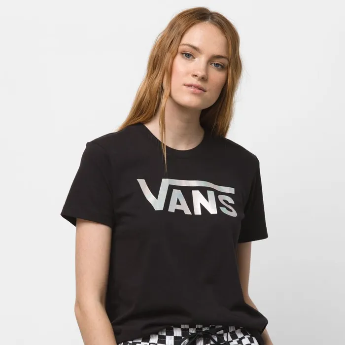 Vans TShirts and Tanks Womens Flutter V Iridescent Crew Tee Black Vans TShirts and Tanks Womens Flutter V Iridescent Crew Tee Black