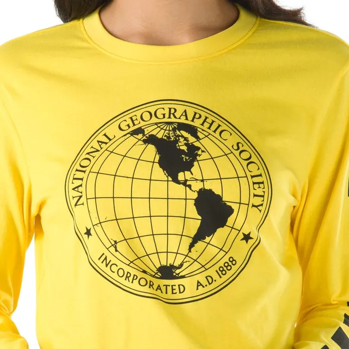 Vans TShirts and Tanks Womens National Geographic Long Sleeve Cropped Tee Cyber Yellow