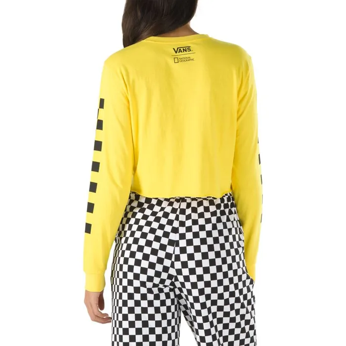 Vans TShirts and Tanks Womens National Geographic Long Sleeve Cropped Tee Cyber Yellow