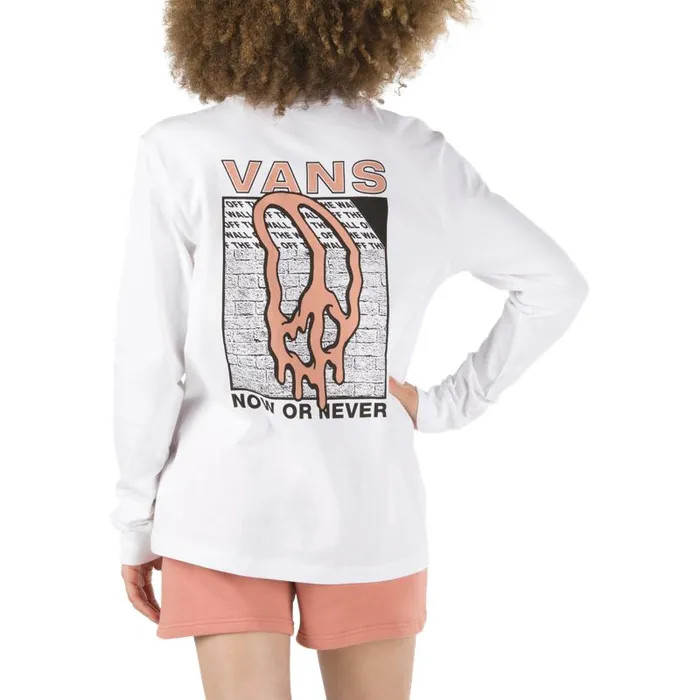 Vans TShirts and Tanks Womens Peace Drip Long Sleeve Boyfriend Tee White Vans TShirts and Tanks Womens Peace Drip Long Sleeve Boyfriend Tee White