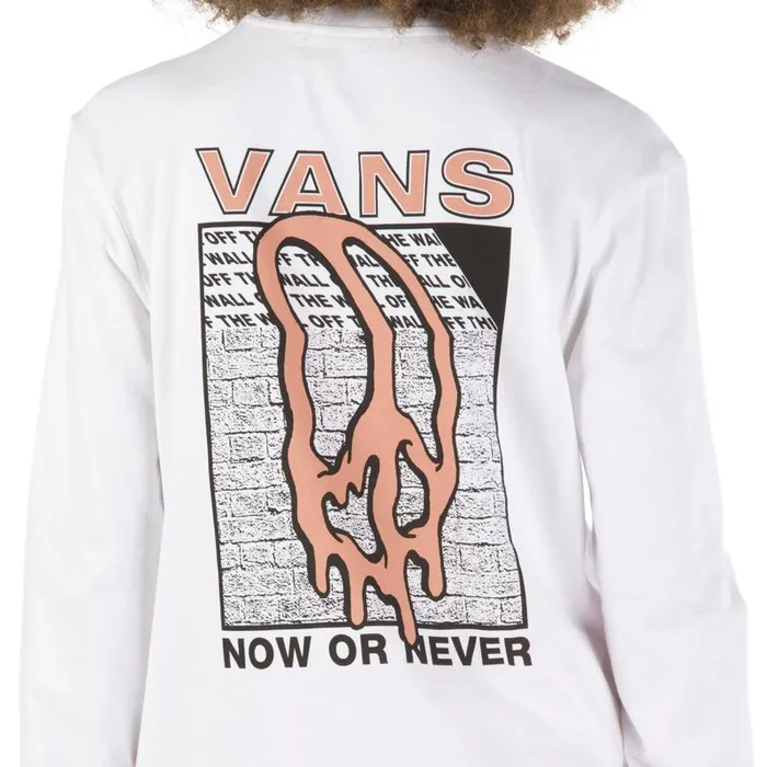 Vans TShirts and Tanks Womens Peace Drip Long Sleeve Boyfriend Tee White Vans TShirts and Tanks Womens Peace Drip Long Sleeve Boyfriend Tee White