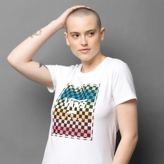 Vans TShirts and Tanks Womens Vintage Check Box Tee White Vans TShirts and Tanks Womens Vintage Check Box Tee White