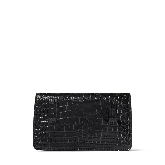 Varenne Belt Bag Black Shiny CrocEmbossed Leather Belt Bag With Jc Emblem Black Women JIMMY CHOO Small Leather Goods