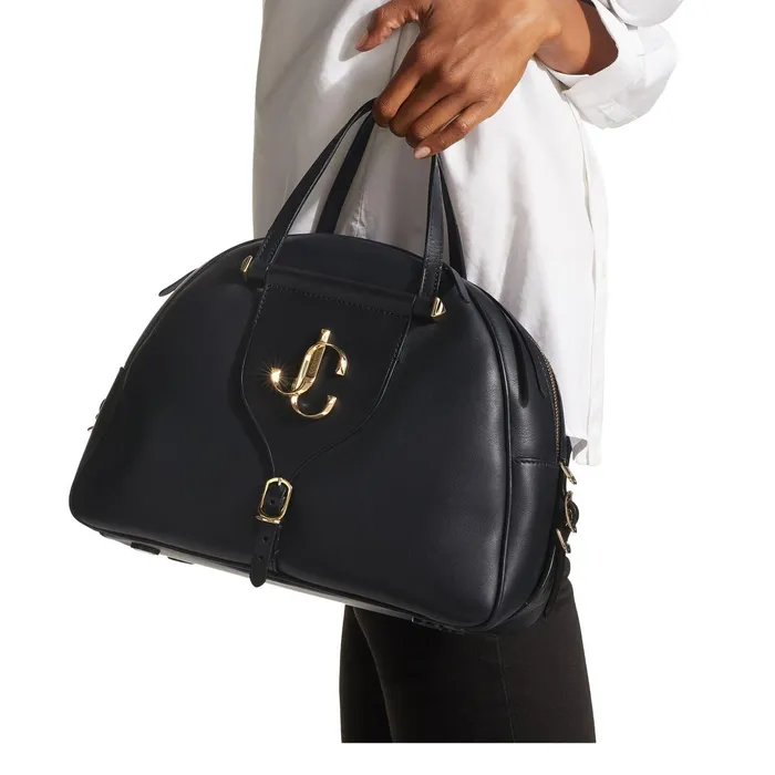 Varenne BowlingM Black Calf And Vacchetta Leather Bowling Bag With Gold Jc Logo Blackblack Women JIMMY CHOO Bowling Bags
