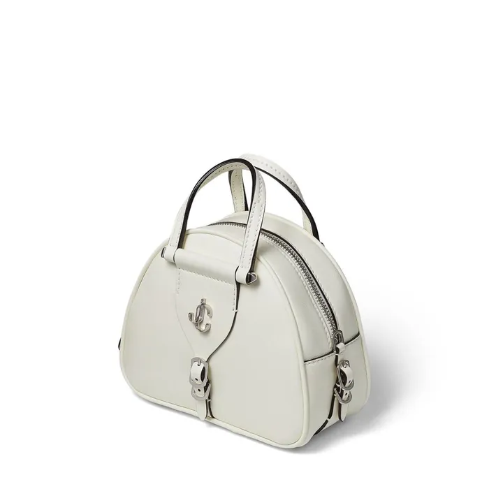 Varenne Bowling Mini Latte Calf Leather Bowling Handbag With Silver Jc Logo Lattelatte Women JIMMY CHOO Bowling Bags