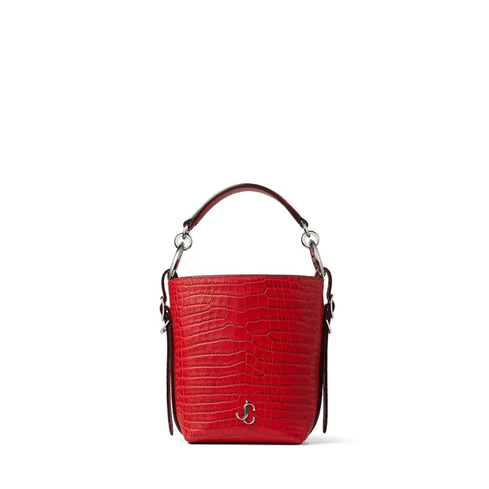 Varenne BucketS Royal Red Croc Embossed Leather Clutch Bag With Silver Jc Logo Royal Redsilver Women JIMMY CHOO Bucket Bags Varenne BucketS Royal Red Croc Embossed Leather Clutch Bag With Silver Jc Logo Royal Redsilver Women JIMMY CHOO Bucket Bags
