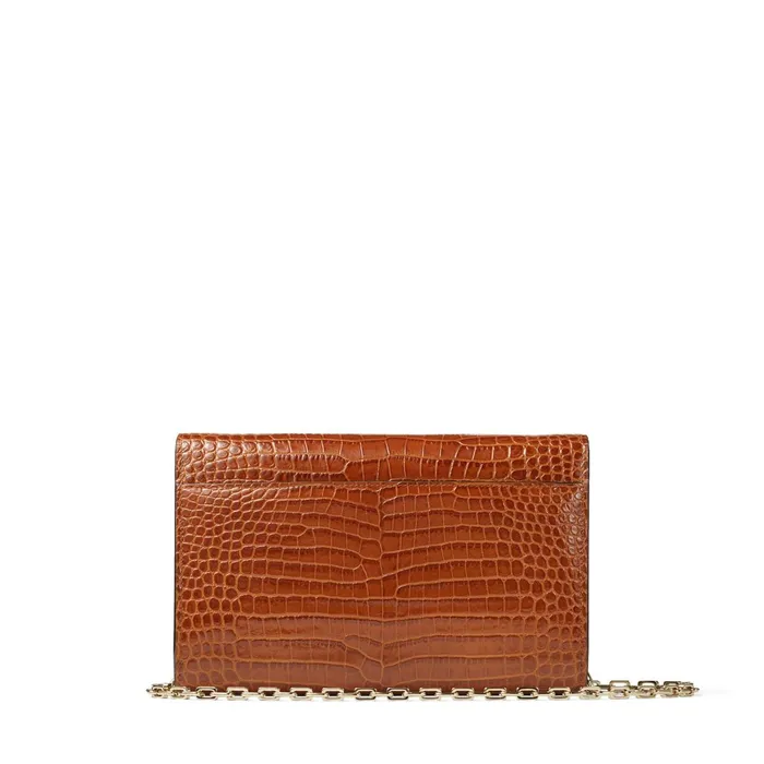 Varenne Clutch Cuoio Croc Embossed Leather Clutch Bag With Jc Logo Cuoio Women JIMMY CHOO Clutch Bags