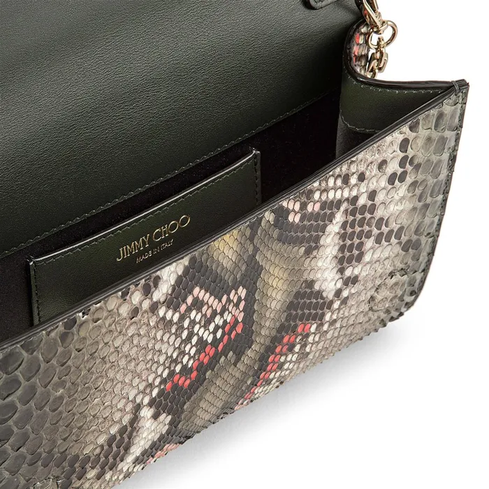 Varenne Clutch SeaGreen And Gold Dgrad Painted Python Clutch Bag With Jc Emblem Sea Green Mixgold Women JIMMY CHOO Clutch Bags