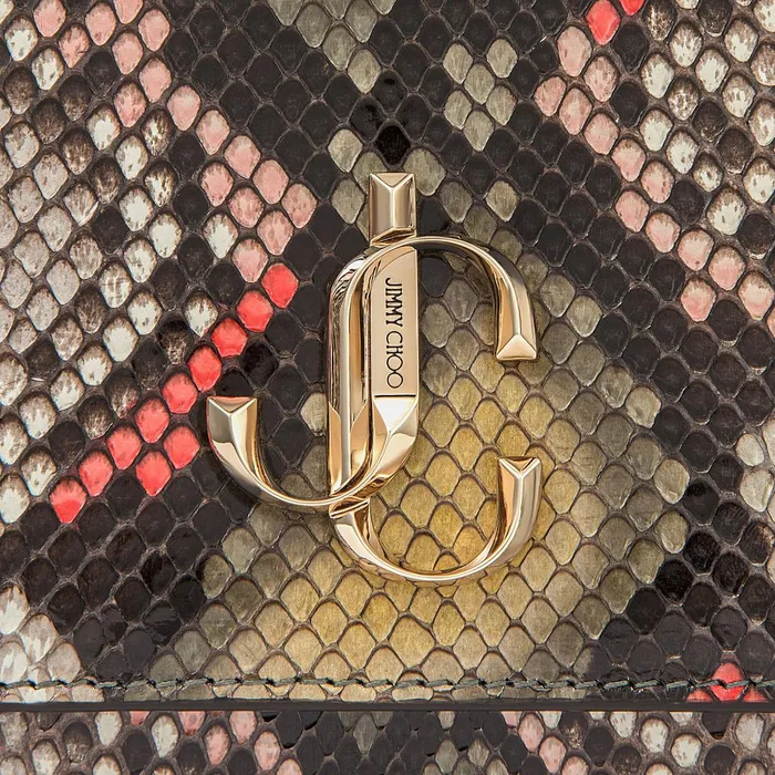 Varenne Clutch SeaGreen And Gold Dgrad Painted Python Clutch Bag With Jc Emblem Sea Green Mixgold Women JIMMY CHOO Clutch Bags