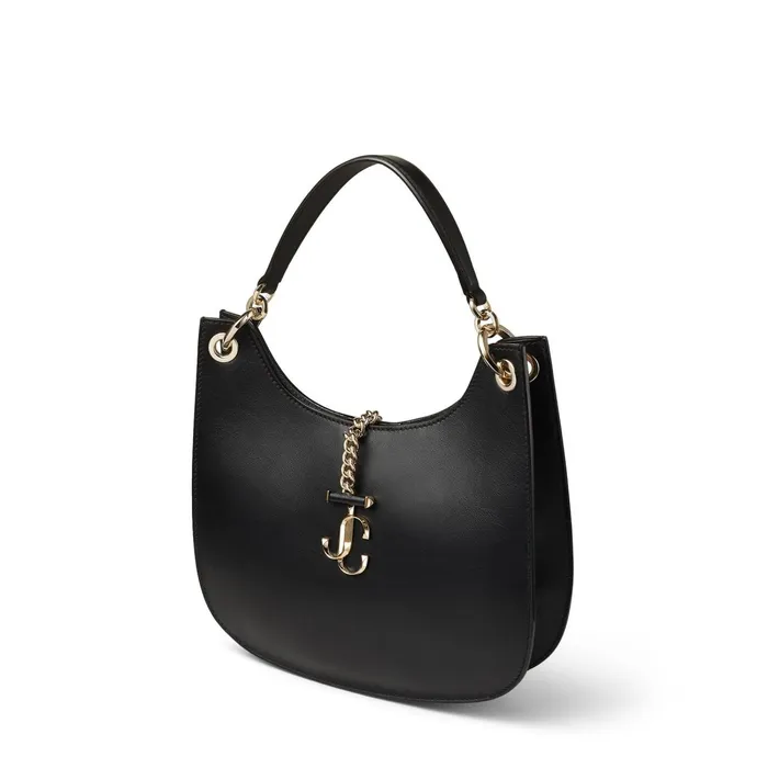 Varenne HoboM Black Calf Leather Hobo Handbag Blackgold Women JIMMY CHOO Totes and Hobo Bags