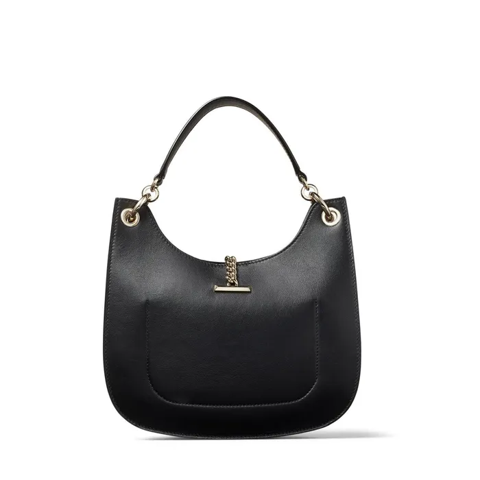 Varenne HoboM Black Calf Leather Hobo Handbag Blackgold Women JIMMY CHOO Totes and Hobo Bags