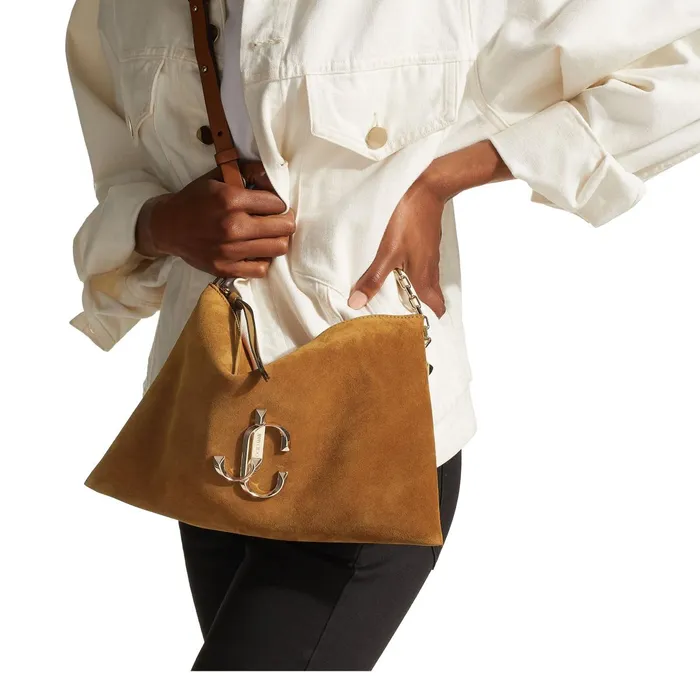 Varenne ShoulderS Cuoio Suede Shoulder Bag With Jc Logo Cuoio Women JIMMY CHOO Shoulder Bags