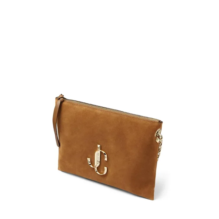Varenne ShoulderS Cuoio Suede Shoulder Bag With Jc Logo Cuoio Women JIMMY CHOO Shoulder Bags