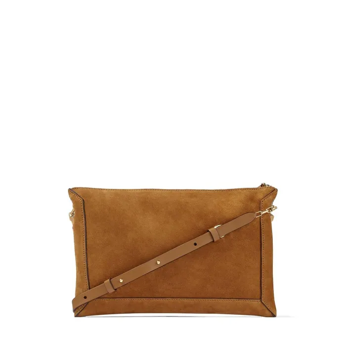Varenne ShoulderS Cuoio Suede Shoulder Bag With Jc Logo Cuoio Women JIMMY CHOO Shoulder Bags