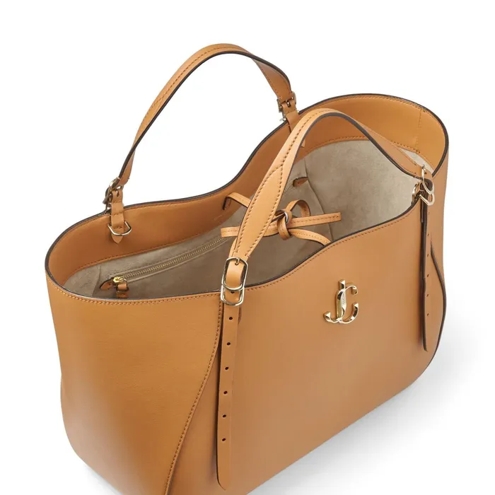 Varenne Tote EW Cuoio Leather Tote Bag With Jc Emblem Cuoio Women JIMMY CHOO Totes and Hobo Bags