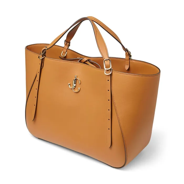 Varenne Tote EW Cuoio Leather Tote Bag With Jc Emblem Cuoio Women JIMMY CHOO Totes and Hobo Bags