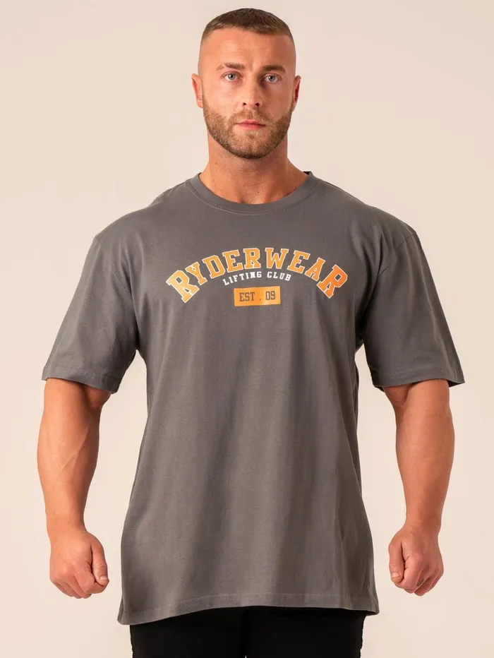 Varsity Oversized TShirt 8211 Charcoal Men Ryderwear TShirts