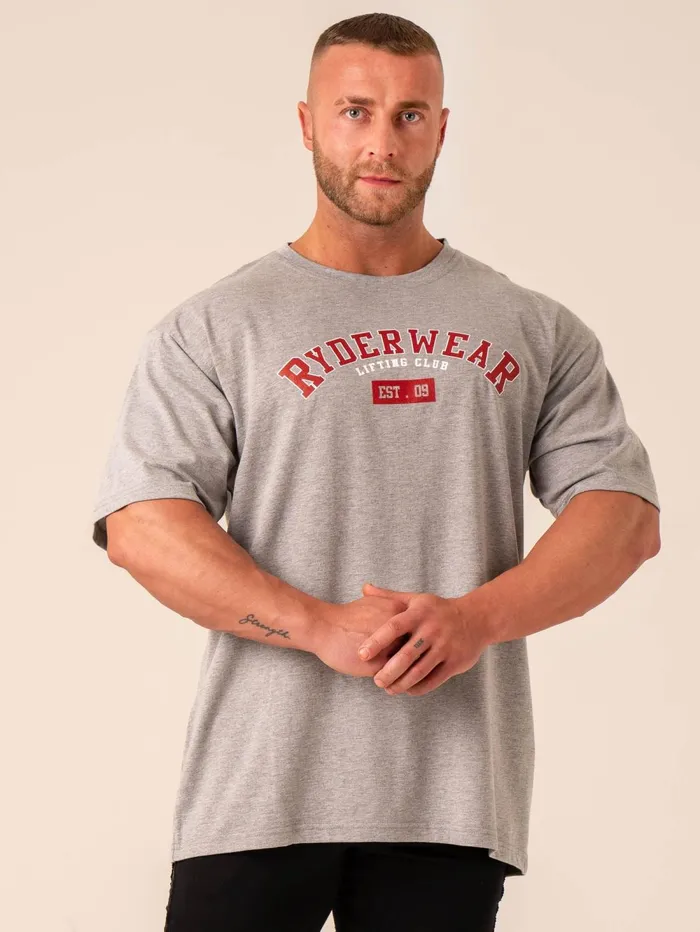 Varsity Oversized TShirt 8211 Grey Marl Men Ryderwear TShirts