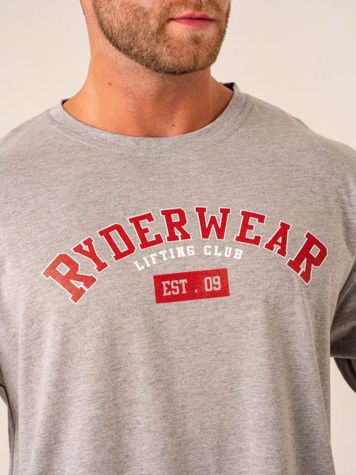 Varsity Oversized TShirt 8211 Grey Marl Men Ryderwear TShirts