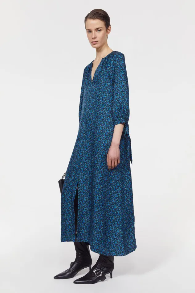 Vendela Floral Dress Black Cobalt Women Rodebjer Dresses and Caftans
