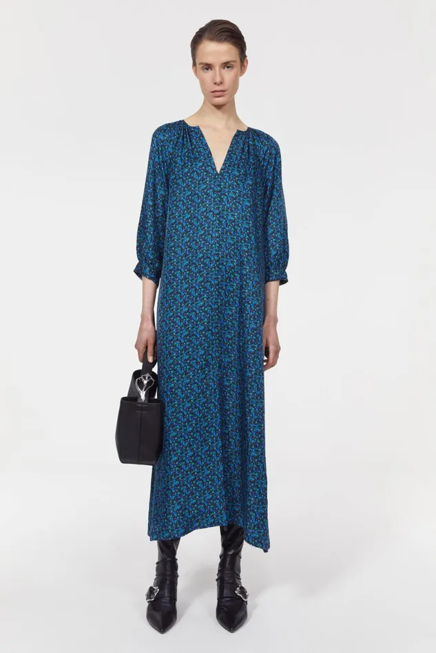 Vendela Floral Dress Black Cobalt Women Rodebjer Dresses and Caftans