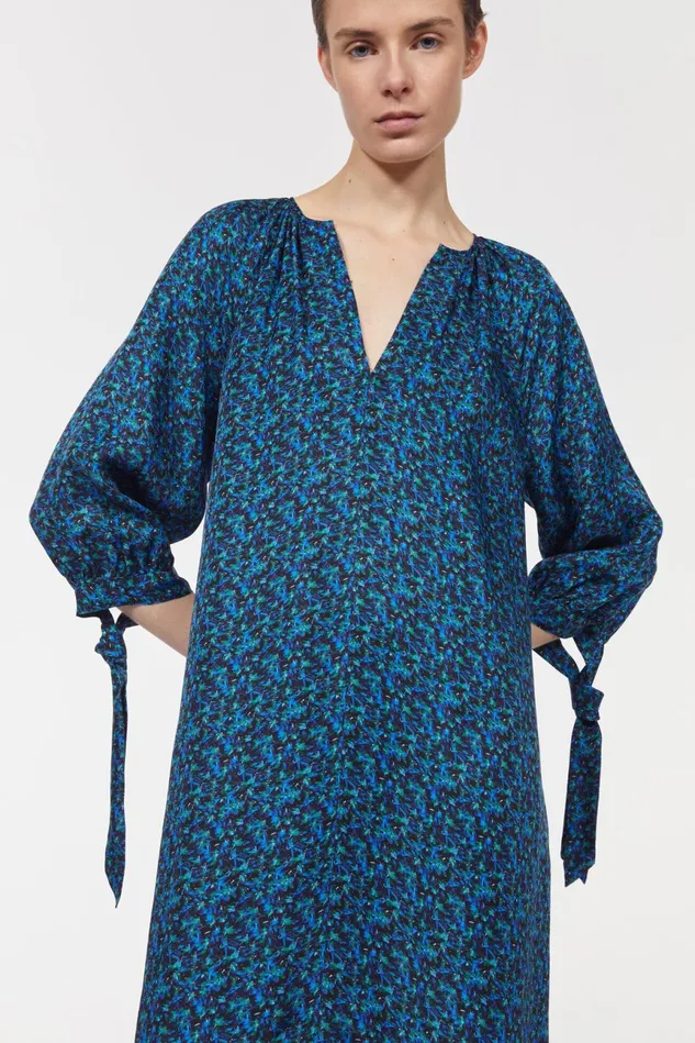 Vendela Floral Dress Black Cobalt Women Rodebjer Dresses and Caftans