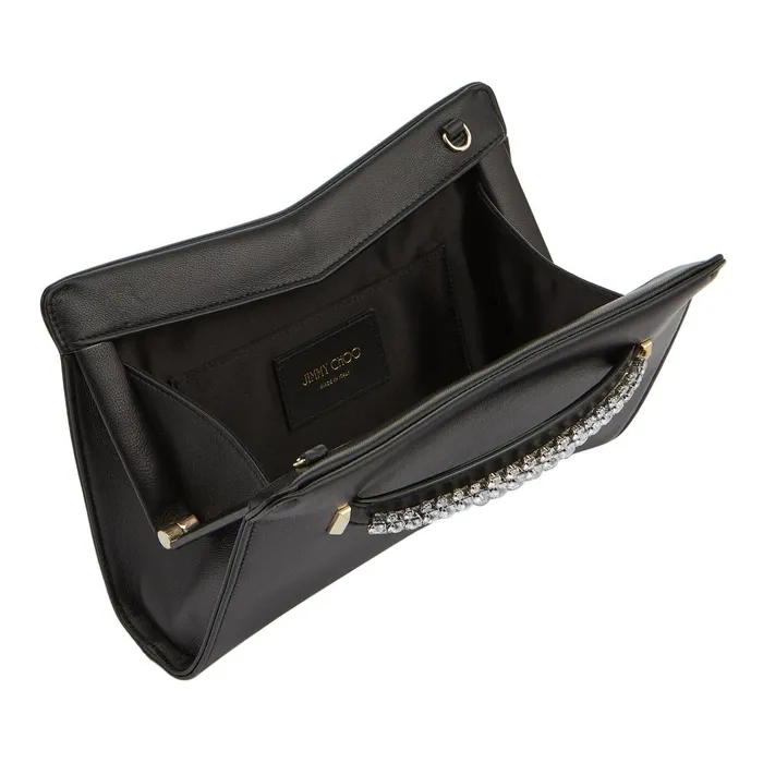 Venus Black Nappa Leather Clutch Bag Black Women JIMMY CHOO Clutch Bags