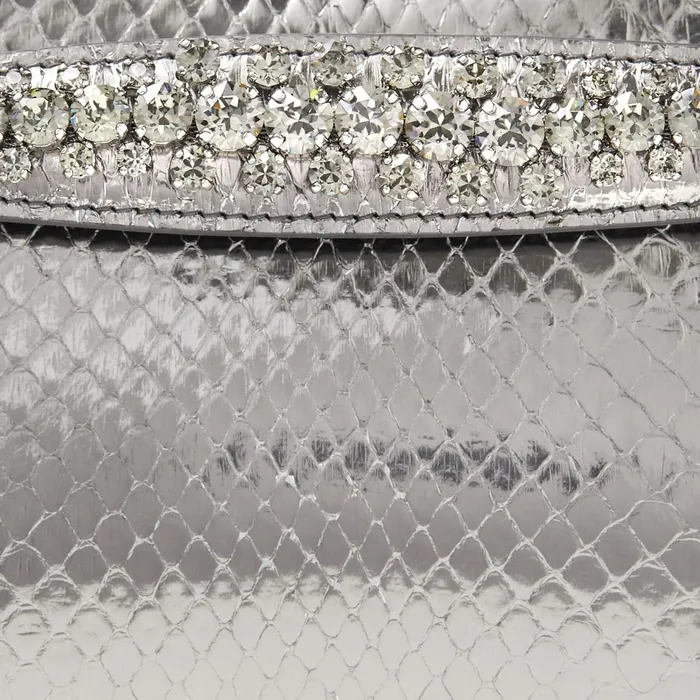 Venus Steel Python Clutch Bag With Crystal Detailing Steel Women JIMMY CHOO Clutch Bags