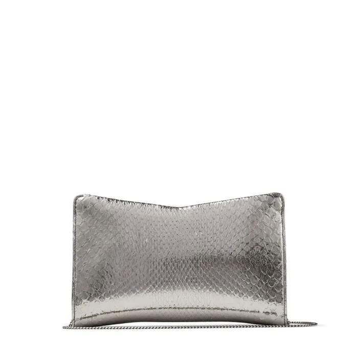 Venus Steel Python Clutch Bag With Crystal Detailing Steel Women JIMMY CHOO Clutch Bags