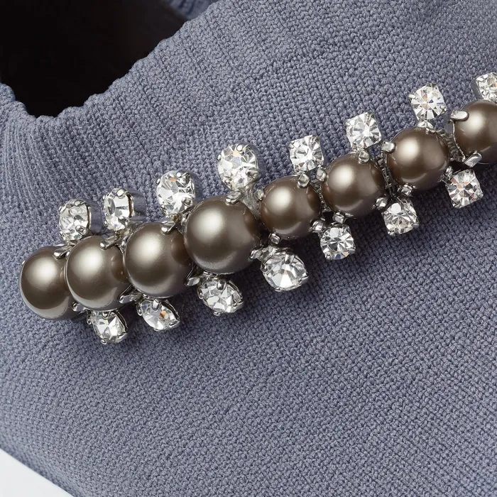 Verona Dusk Knit Trainers With Grey Pearl And Crystal Detailing Duskgrey Women JIMMY CHOO Sneakers