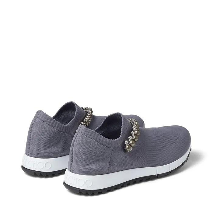 Verona Dusk Knit Trainers With Grey Pearl And Crystal Detailing Duskgrey Women JIMMY CHOO Sneakers