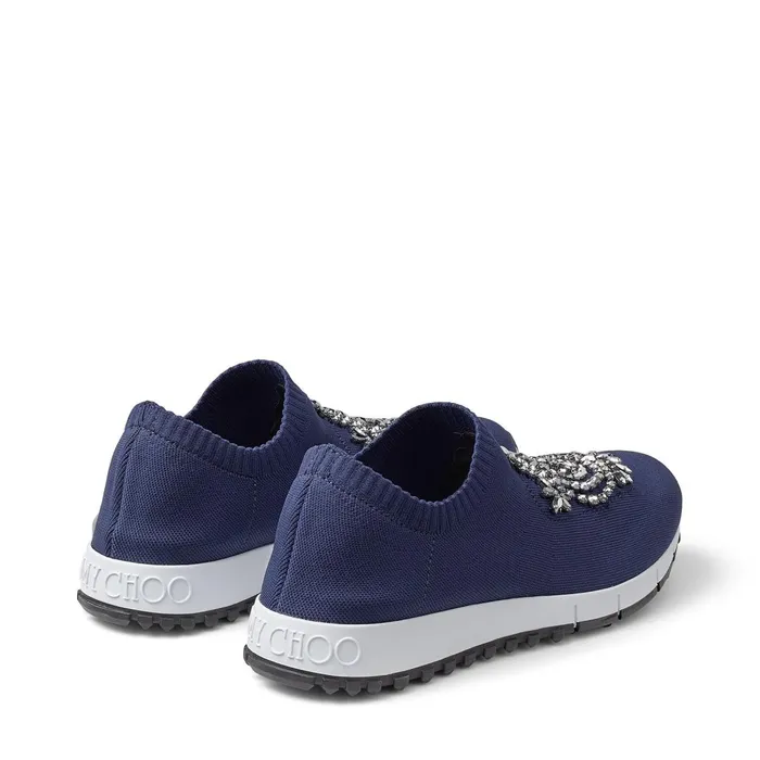 Verona Navy Knit Trainers With Jewel Embroidery Navynavy Women JIMMY CHOO Sneakers