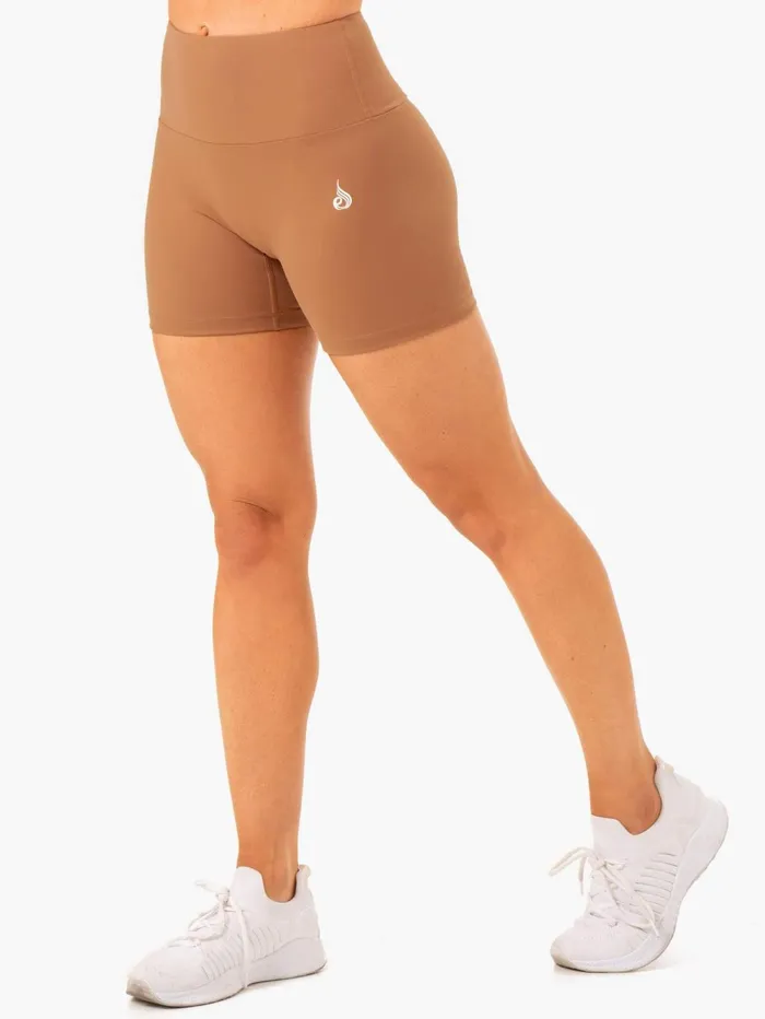 Vital Mid Length Scrunch Shorts 8211 Mocha Women Ryderwear Gym Shorts