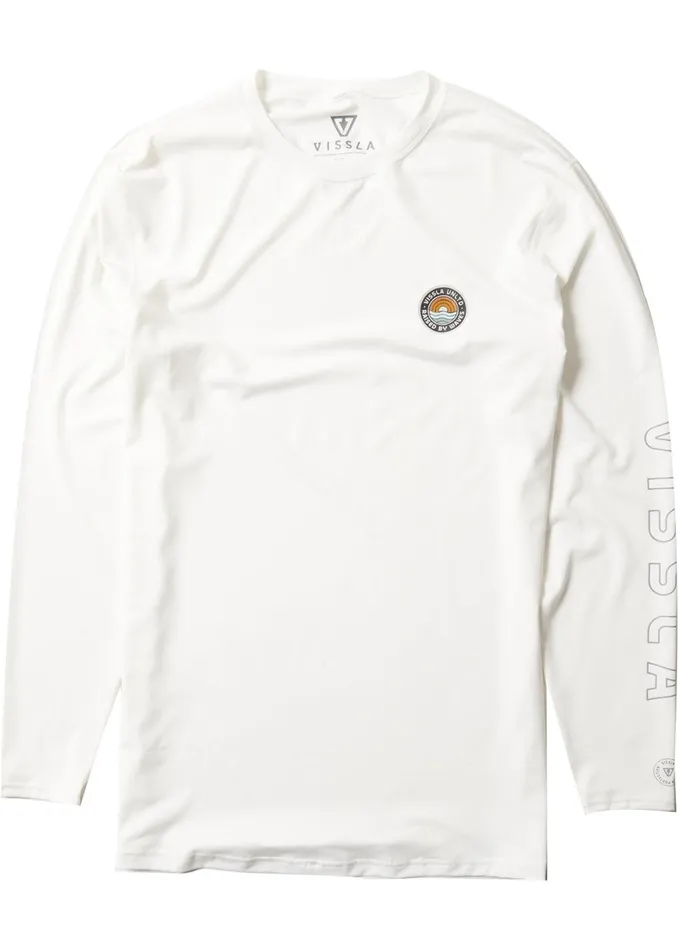 Wetsuit Tops and Lycra Men Vissla Easy Seas Eco Long Sleeve Lycra Rash Guard White Wetsuit Tops and Lycra Men Vissla Easy Seas Eco Long Sleeve Lycra Rash Guard White