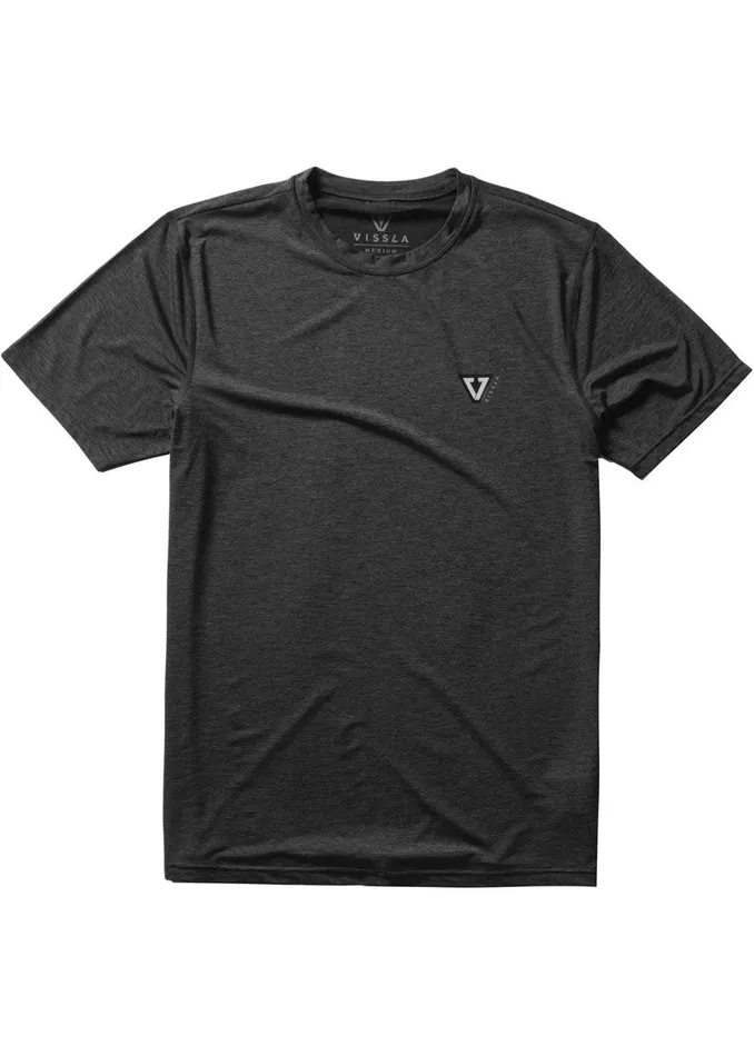Wetsuit Tops and Lycra Men Vissla Twisted Eco Short Sleeve Lycra Rash Guard Black Heather Wetsuit Tops and Lycra Men Vissla Twisted Eco Short Sleeve Lycra Rash Guard Black Heather
