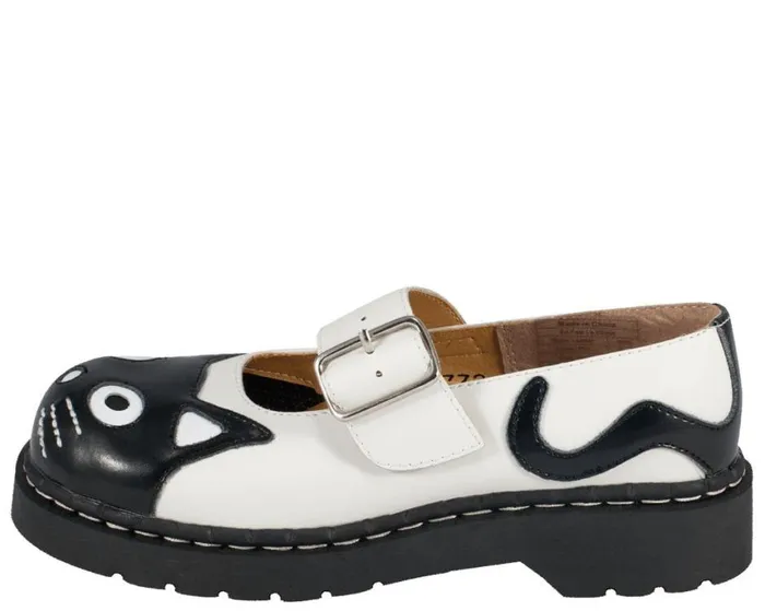 White And Black Kitty Mary Jane Women TUK Shoes Mary Janes White And Black Kitty Mary Jane Women TUK Shoes Mary Janes